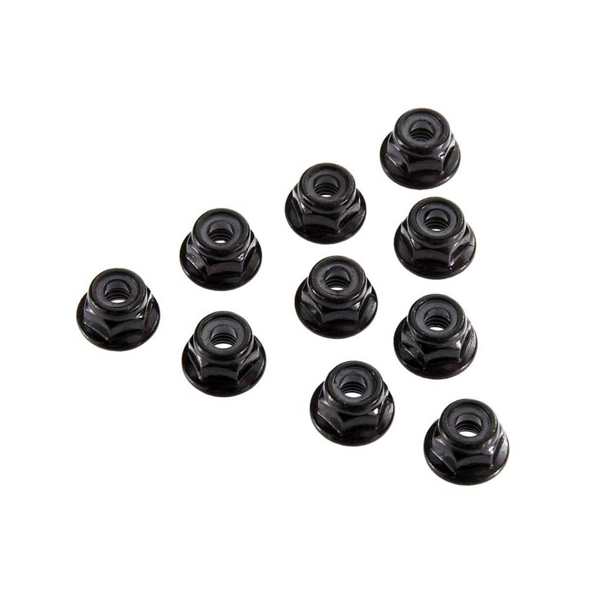 Serrated Nylon Lock Nut Black 4mm (10)