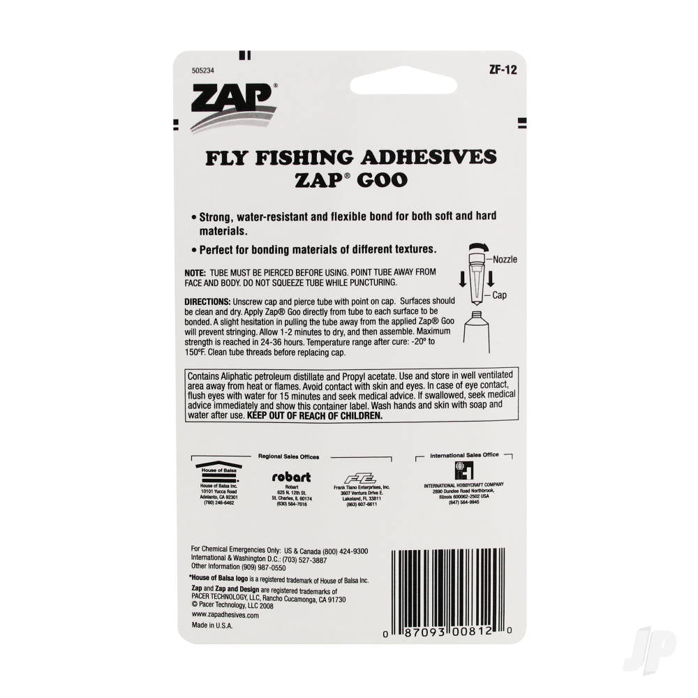 Zap Fly Fishing Adhesives Zap Goo (1fl oz, 29.5ml) ZAPZF-12 1