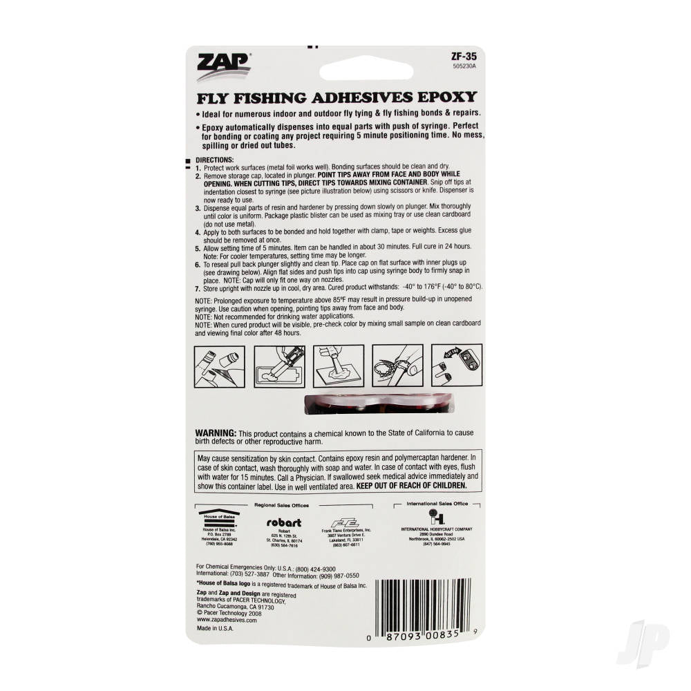 Zap Fly Fishing Adhesives Quick Set Epoxy (0.5oz, 14.1g) ZAPZF-35 1