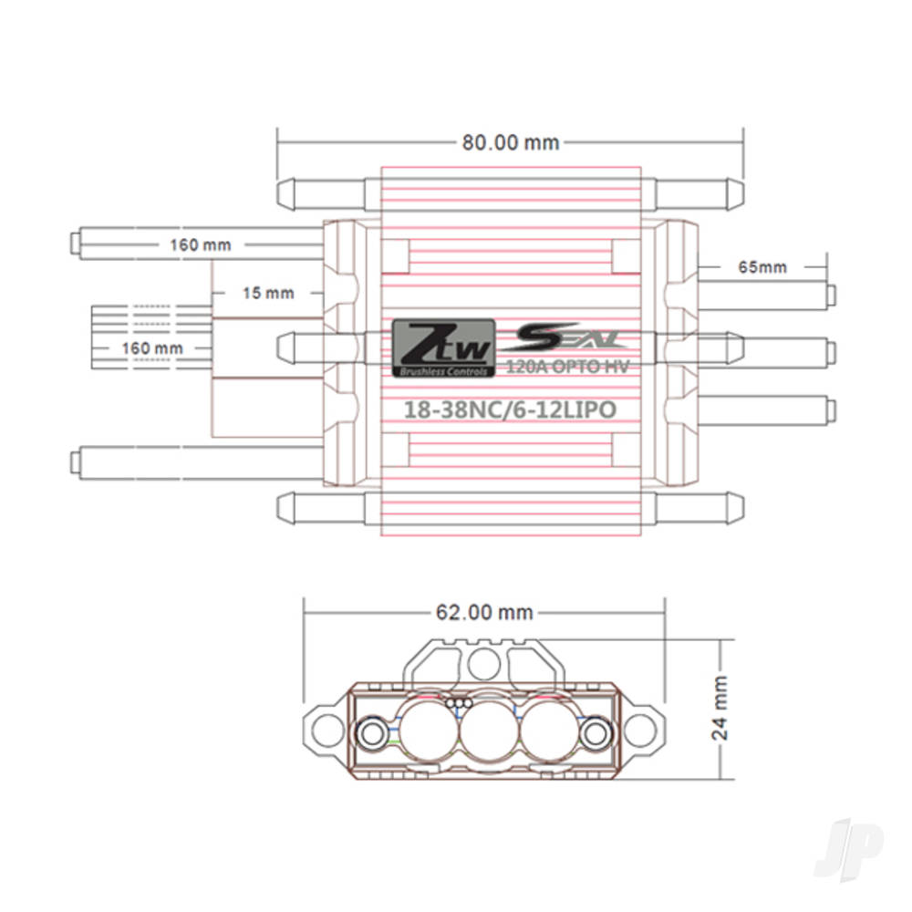 ZTW Seal 120A Opto ESC (6-12 Cells) ZTW6120400 2