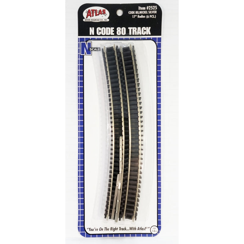 Atlas Code 80 Snap-Track Curved Track Radius 431.8mm 22.5 Deg(6) AL2525