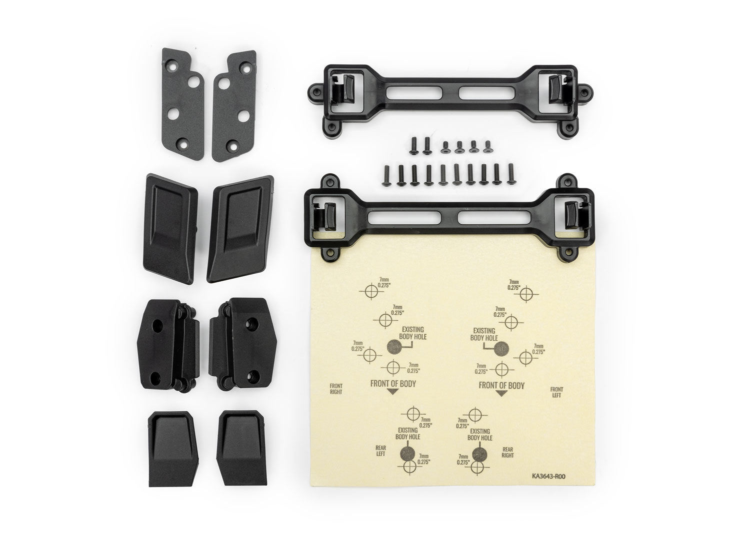 Body conversion kit, Slash 2WD/Slash 4X4 (includes front & rear latch mounts, latches, hardware) (for clipless mounting)