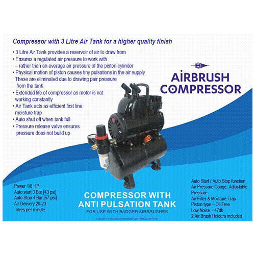 Badger Air Compressor With Airtank For Badger Airbrush BA1100