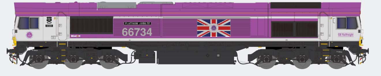 Dapol Class 66 734 'Platinum Jubilee' GBRf Pink DA2D-066-006