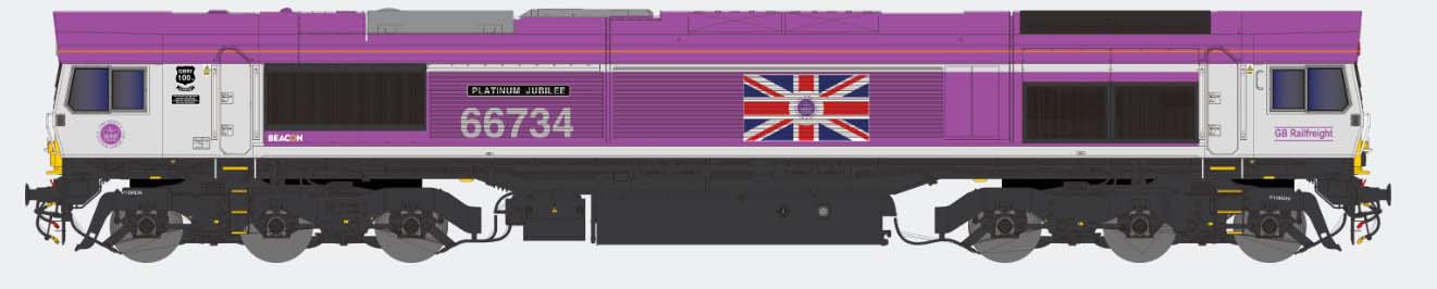 Dapol Class 66 734 'Platinum Jubilee' GBRf Pink (DCC-Sound) DA2D-066-006S