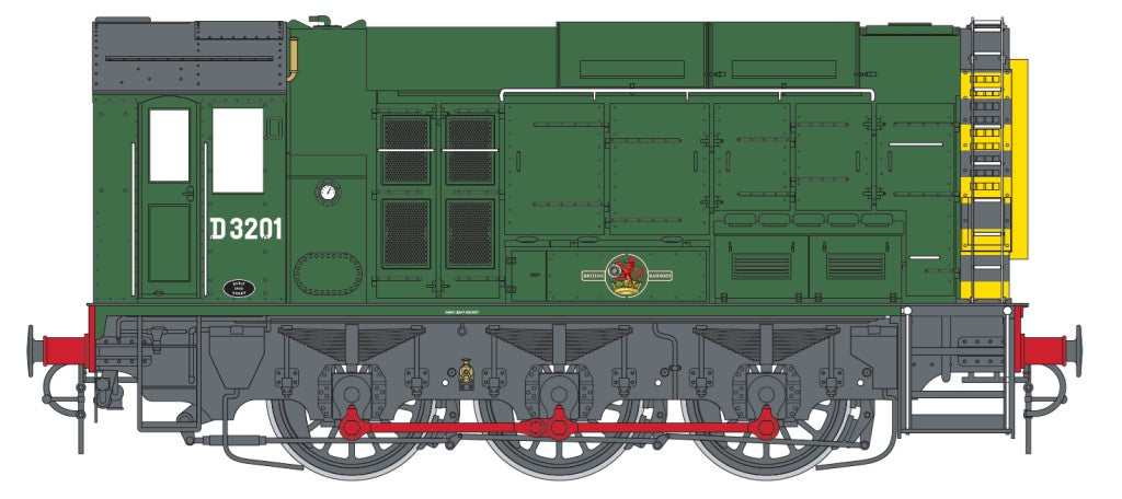 Dapol Class 08 D3201 BR Late Green w/Wasp Stripes DA7D-008-019