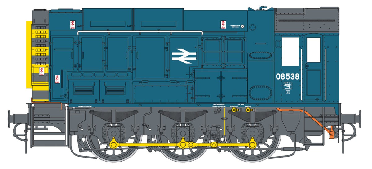 Dapol Class 08 538 BR Blue w/Wasp Stripes DA7D-008-020