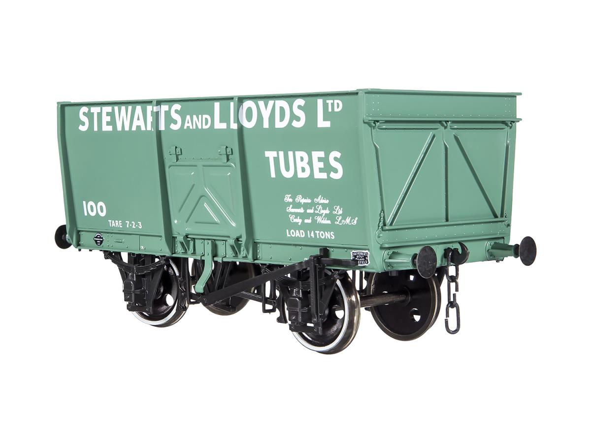 Dapol 14t Slope Sided Mineral Wagon Green Stewart &amp; Lloyd 100 DA7F-041-007