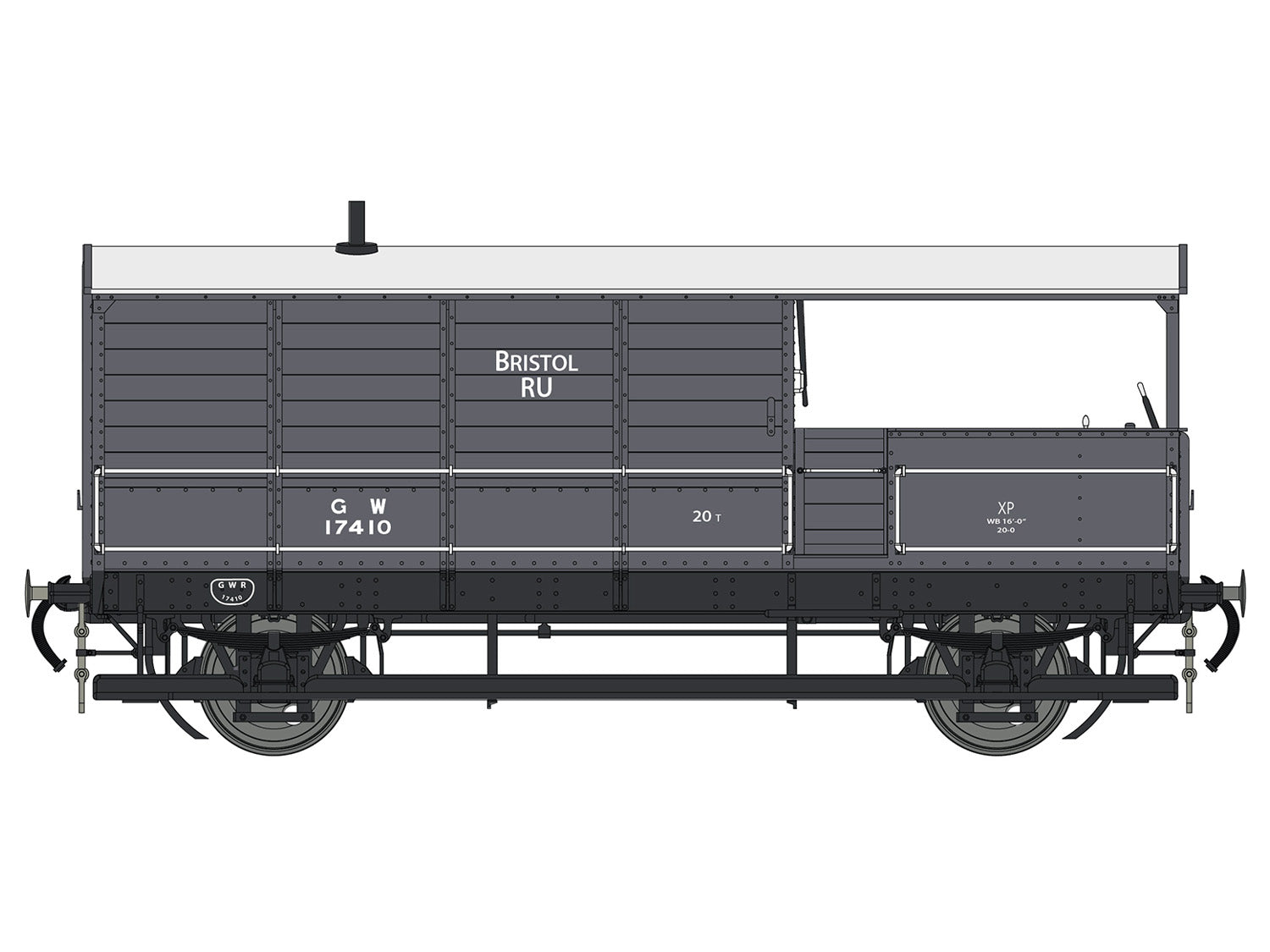 Dapol Toad 20t Brake Van (Diagram AA21) GWR Grey 17410 DA7F-300-007