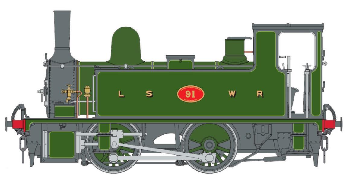 Dapol B4 0-4-0T Dock Tank 91 Lined Green (DCC-Fitted) DA7S-018-006D