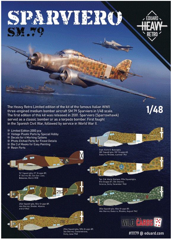 Eduard 1/48 Savoia-Marchetti SM.79 ‘Spaviero’ bomber 11179