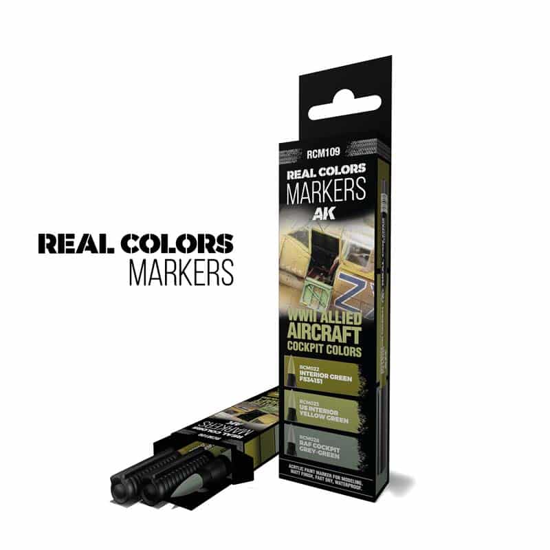 AK Interactive Real Colors Markers – WWII Allied Aircraft Cockpit Colors – Set 3 RCM109