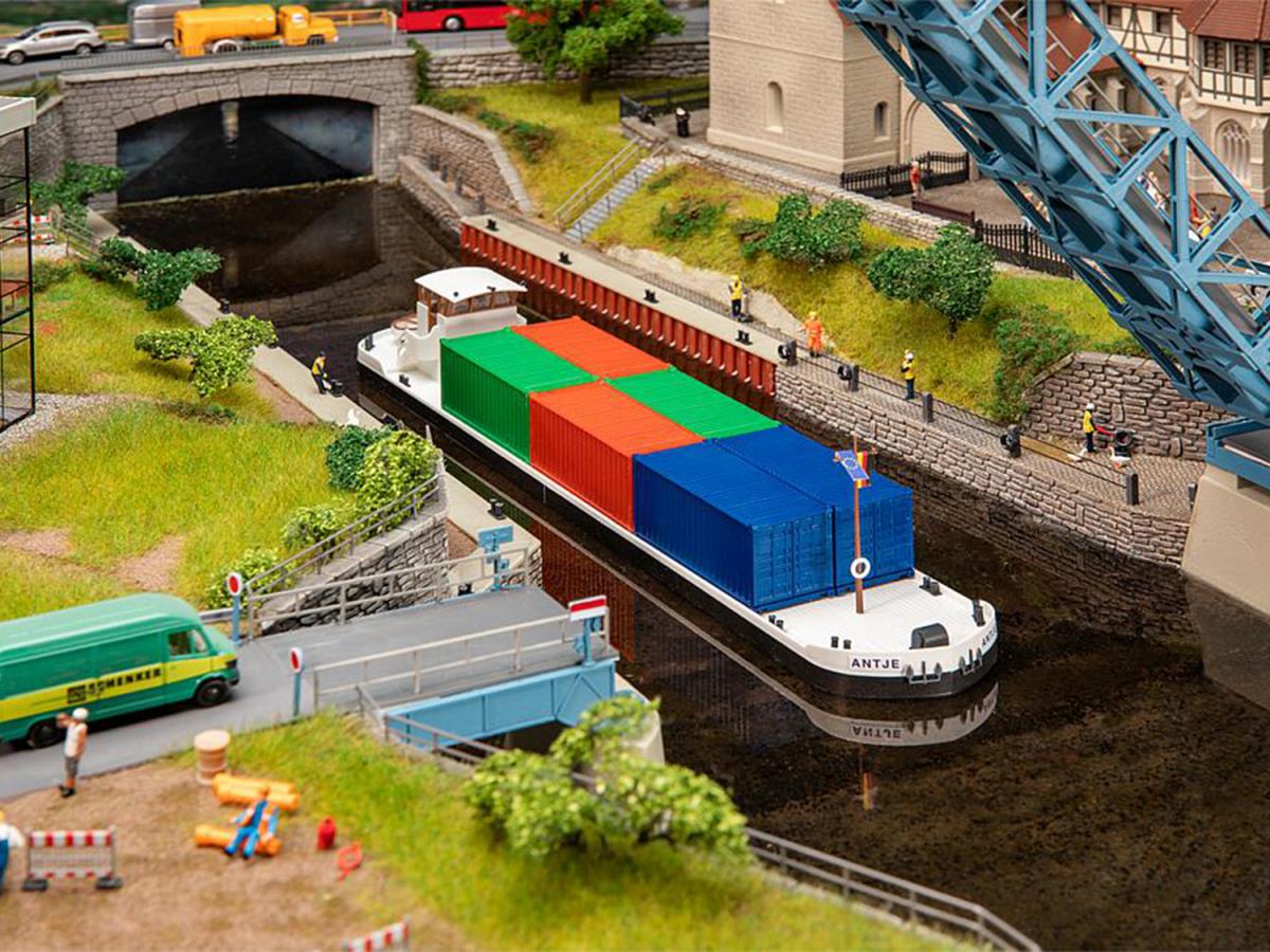 Faller River Freight Barge with Containers Kit IV FA131013