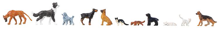 Faller Cats (4) &amp; Dogs (8) Figure Set FA151902