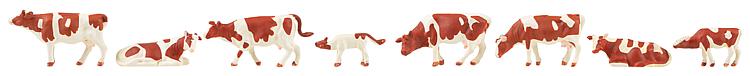 Faller Cows Brown/White (8) Figure Set FA151903