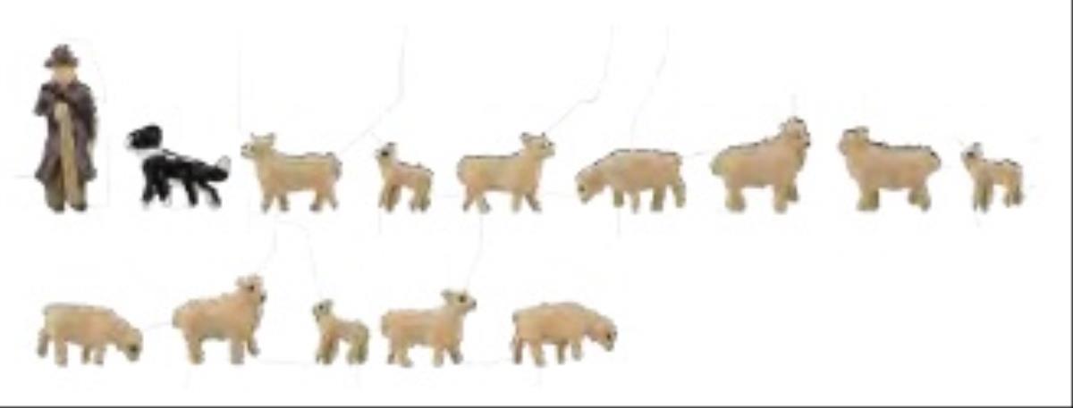 Faller Shepherd (1) Sheepdog (1) &amp; Sheep (12) Figure Set FA155901