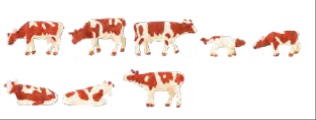 Faller Brown &amp; White Cows (8) Figure Set FA155902