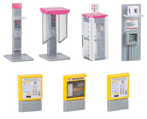 Faller Vending/Ticket Machines &amp; Telephone Booth Kit V FA180347