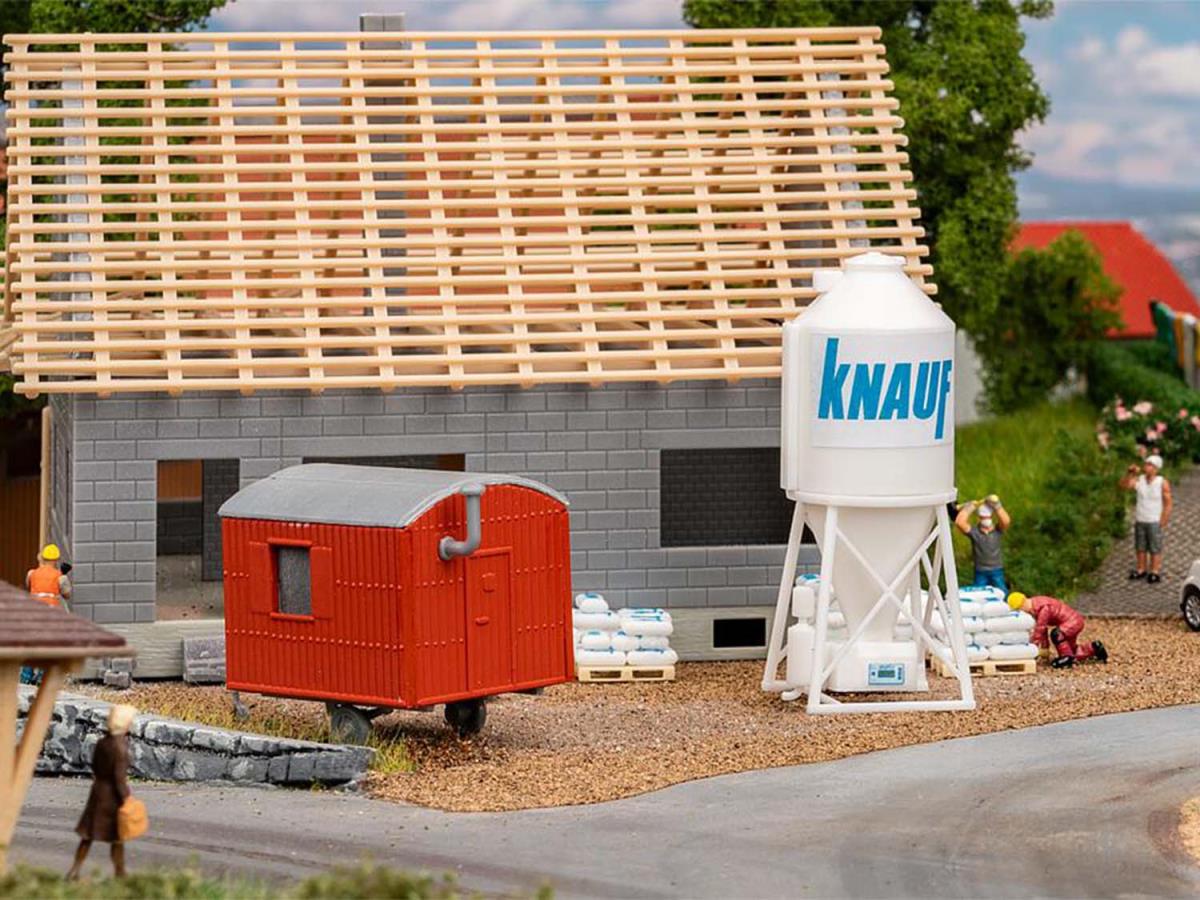 Faller Knauf Plaster Silo with Construction Trailer Kit IV FA180389