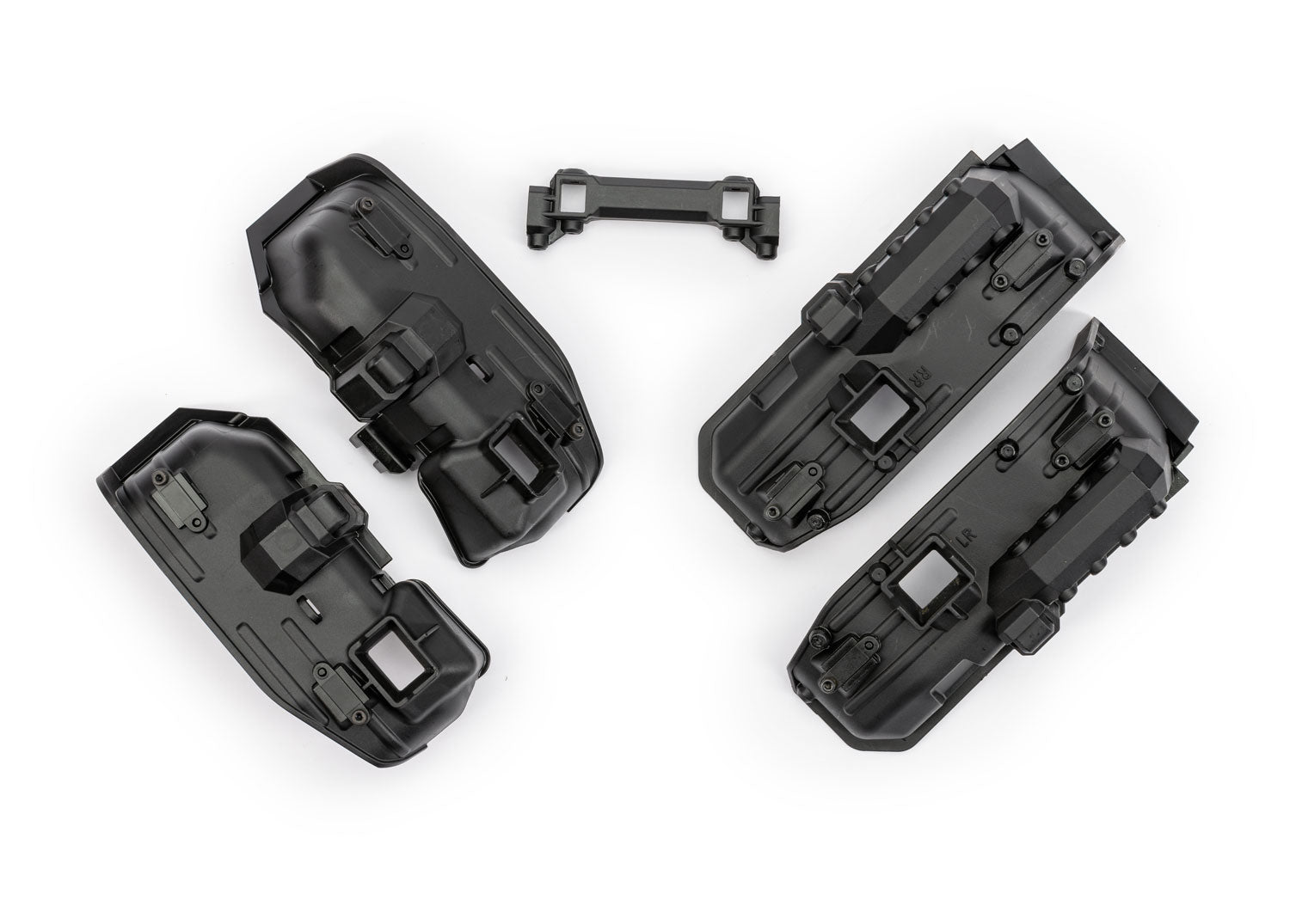Fenders, inner (narrow), front & rear (2 each), rock light covers (8), battery plate, body mount, 3x8 flat-head screws (4), 2.5x6 CS (10) (for clipless body mounting)