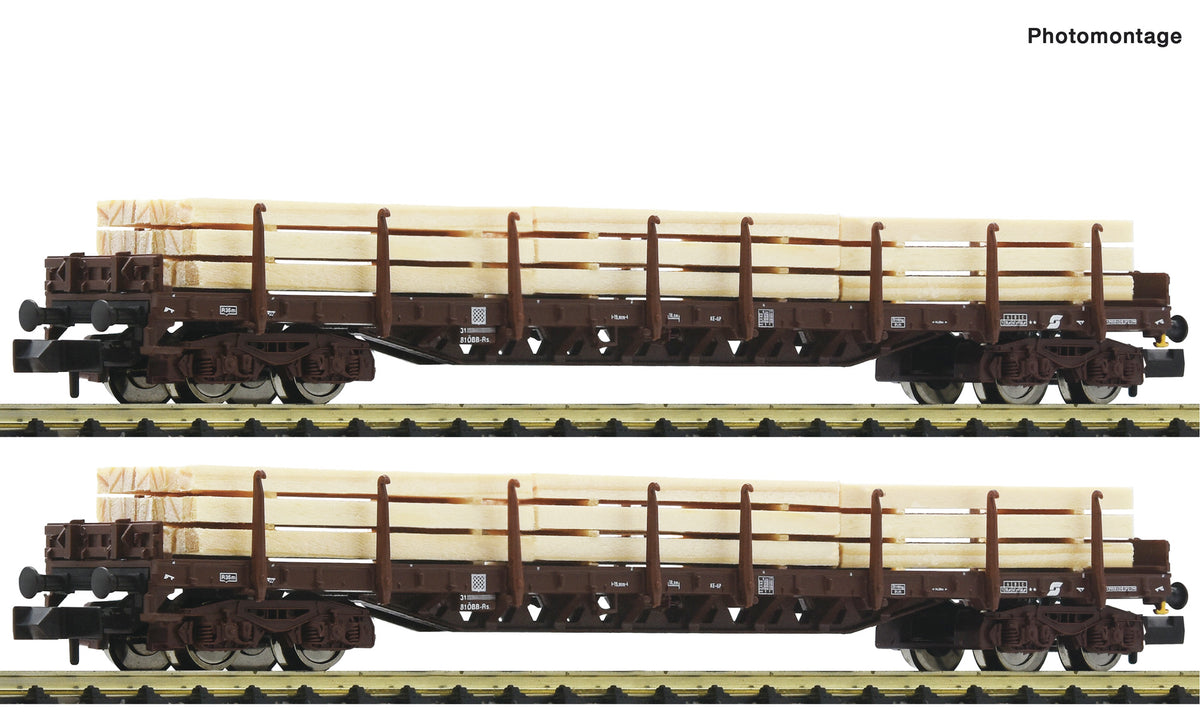 Fleischmann OBB Rs Bogie Stake Wagon w/Timber Load Set (2) V FM6660048