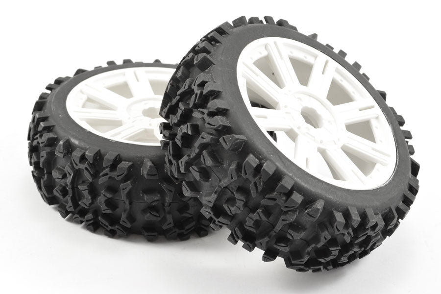 Fastrax 1/8 Maze Block Mounted On 8-Spoke White (Pr) FAST1005W