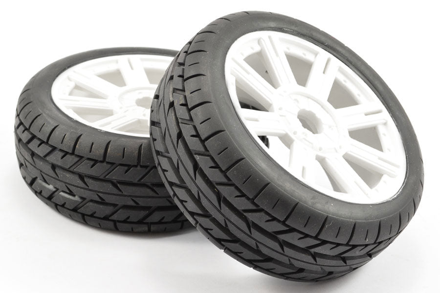Fastrax 1/8 Eagle Tread Mounted On 8-Spoke White (Pr) FAST1015W