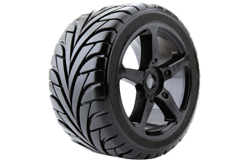 Fastrax 1/8 Truggy Eagle Mtd On 5-Spoke Black 0 Offset(Pr) FAST1092B-0