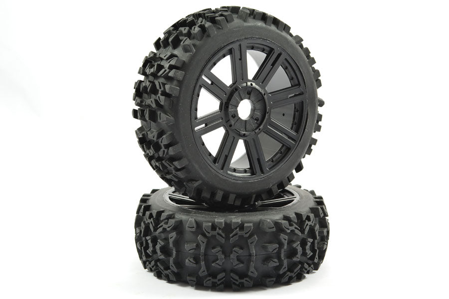 Fastrax 1/8 Maze Block Mounted On 8-Spoke Black (Pr) FAST1005B