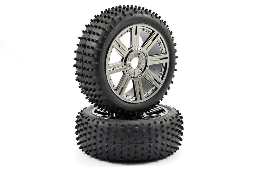 Fastrax 1/8 Lugger Mounted On 8-Spoke Black Chrome (Pr) FAST1010BC