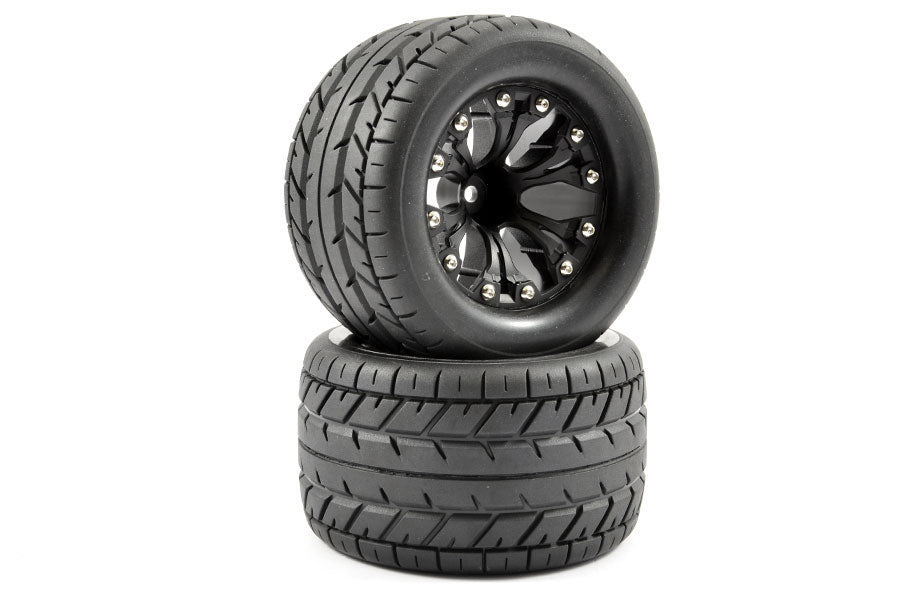 Fastrax 1:10 Mt Eagle Mounted 6-Spoke Black 1/2 Offset (Pr) FAST1202B
