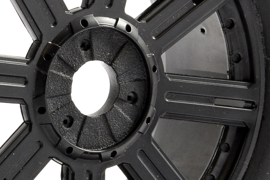 Fastrax 1/8 Eagle Tread Mounted On 8-Spoke Black (Pr) FAST1015B