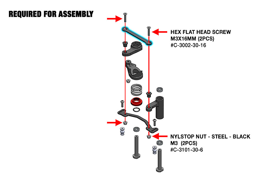 CORALLY STEERING RACK 7075 T6 DUAL STIFFENER 2mm HARD ANODISED