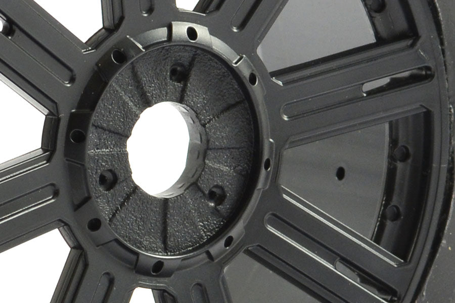 Fastrax 1/8 Maze Block Mounted On 8-Spoke Black (Pr) FAST1005B