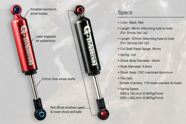 Gmade G-Transition Shock Red 90Mm (4) For 1/10 Crawler