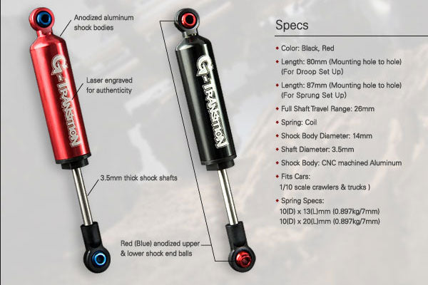 Gmade G-Transition Shock Red 80Mm (4) For 1/10 Crawler