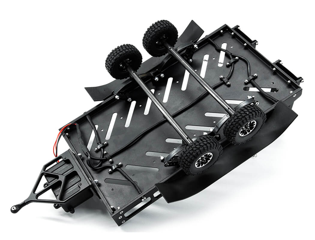 Fastrax Dual-Axle Trailer W/Ramps & Leds (Med 1/12-1/18) - Black FAST2372MBK