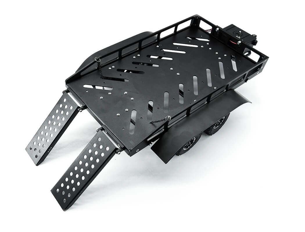 Fastrax Dual-Axle Trailer W/Ramps & Leds (Med 1/12-1/18) - Black FAST2372MBK