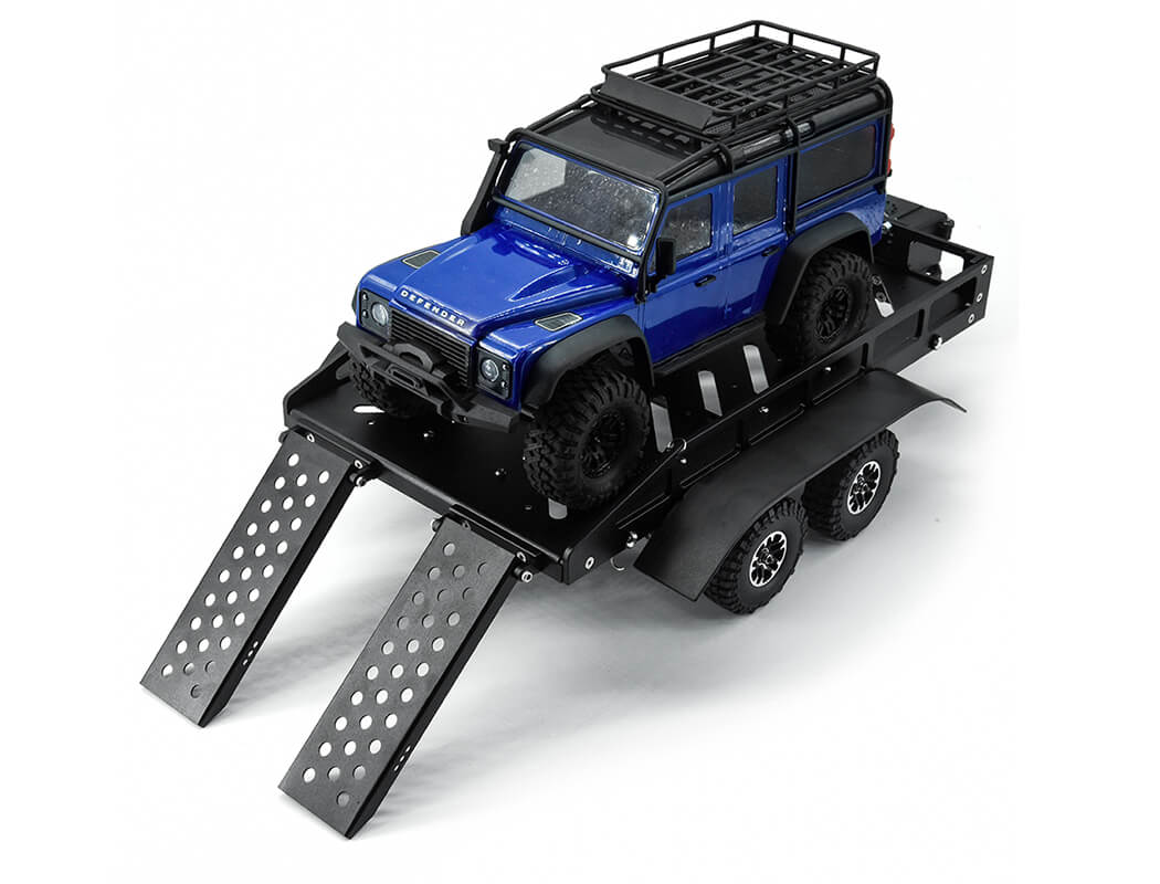 Fastrax Dual-Axle Trailer W/Ramps & Leds (Med 1/12-1/18) - Black FAST2372MBK
