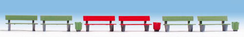 Gaugemaster TT120 Benches (6) and Litter Bins (3) Accessory Set GM3910606