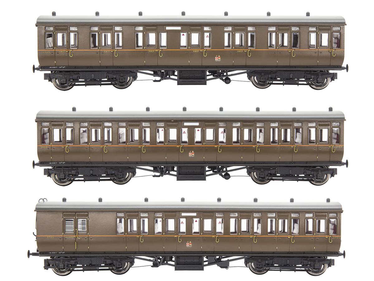 GWR Toplight Coach Set (3) GWR All Brown Pack A