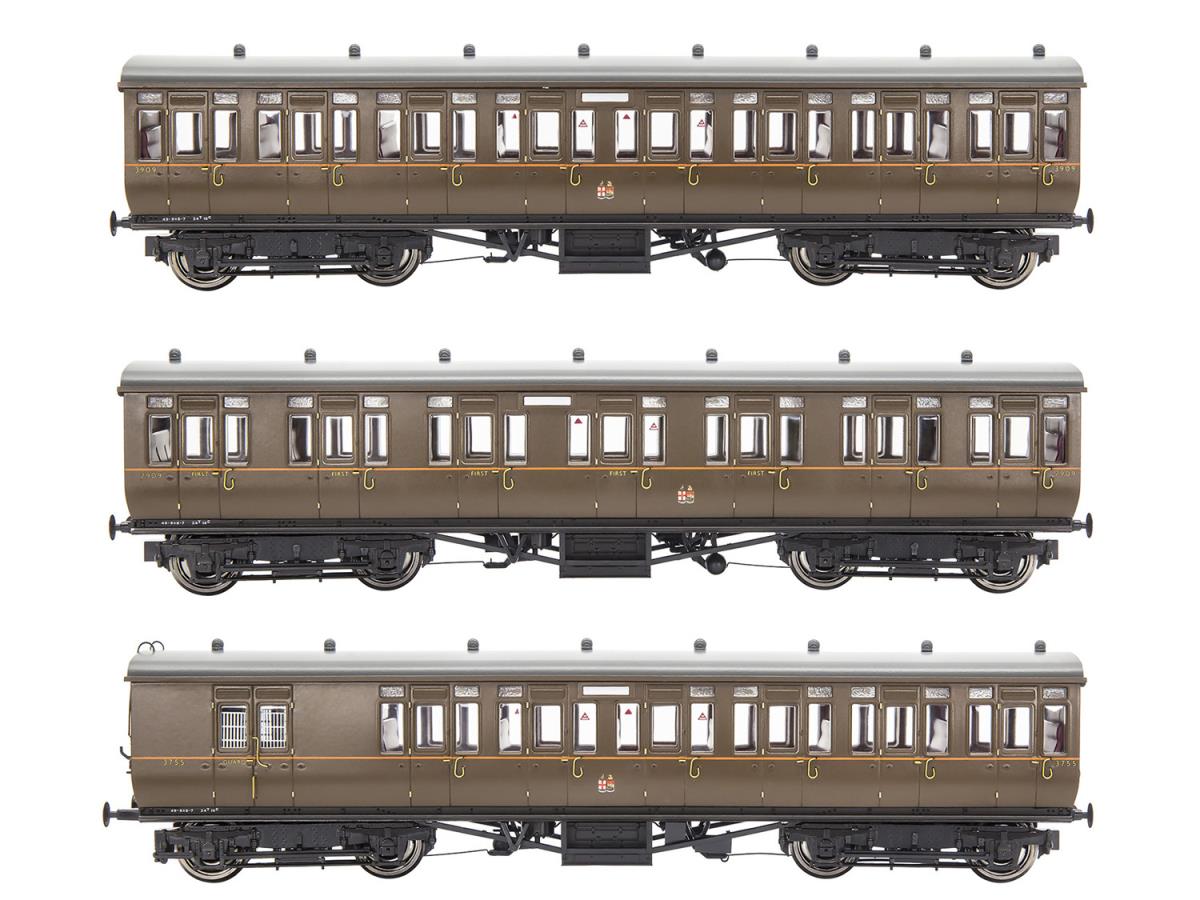 GWR Toplight Coach Set (3) GWR All Brown Pack B