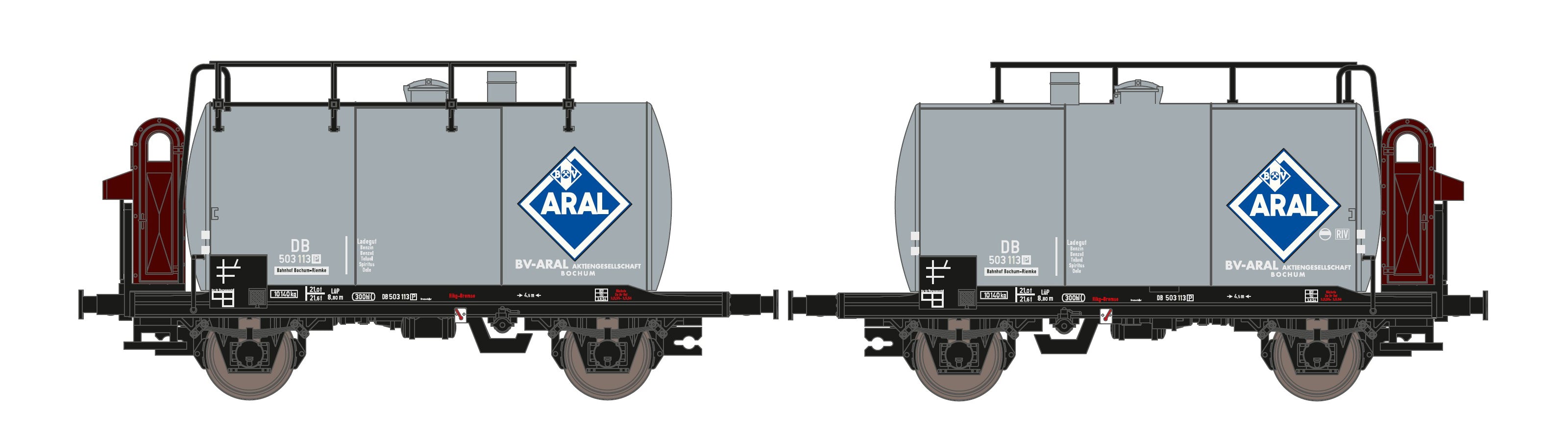 Hobbytrain DB Aral 2 Axle Tank Wagon Set (2) III H24802