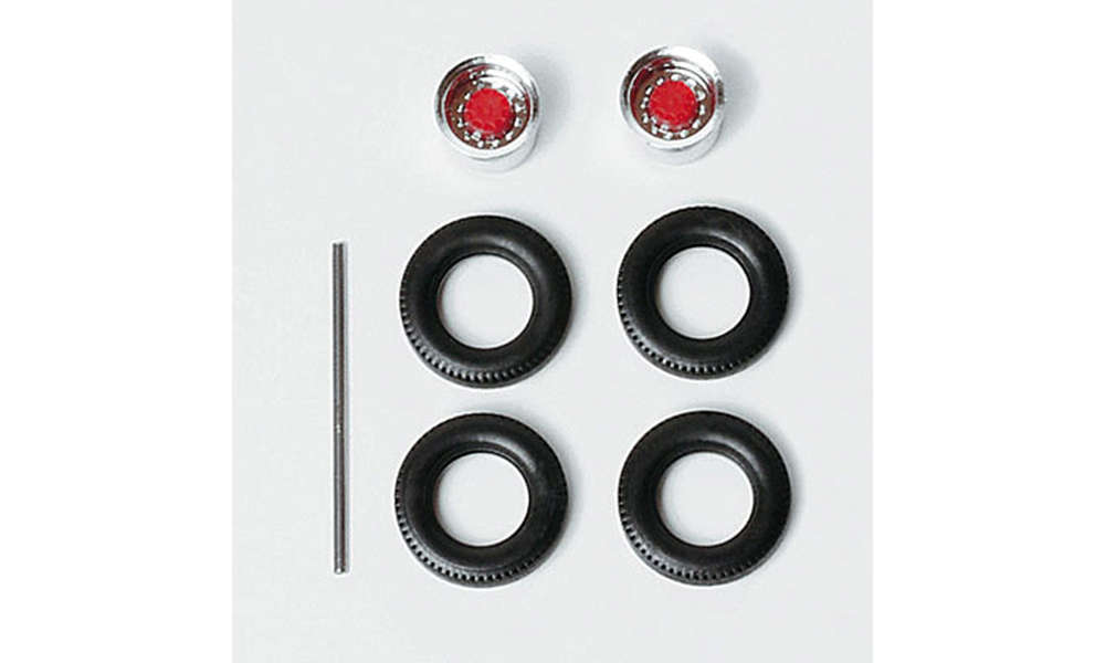 Herpa Wheelsets Twin Tyres Truck Drive Axle Chrome/Red HA052009