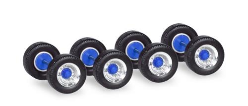 Herpa Chrome/Blue Truck Wheels (12) HA053891