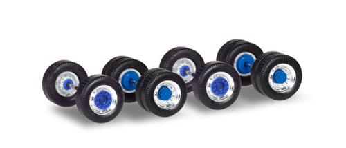 Herpa Chrome/Blue Truck Wheels (12) HA053907
