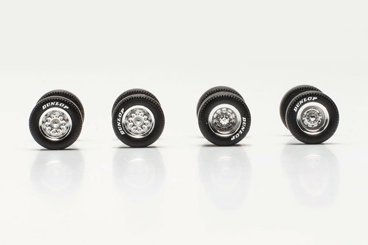 Herpa Chrome Wheel/Axle Set with Dunlop Tyres (7) HA054300