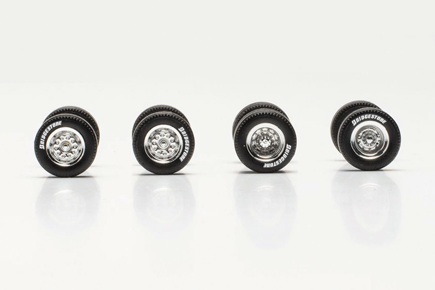 Herpa Chrome Wheel/Axle Set with Bridgestone Tyres (7) HA054317