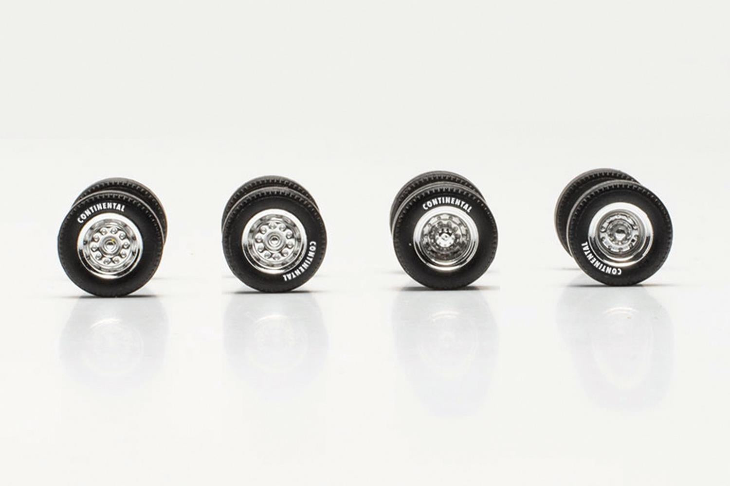 Herpa Chrome Wheel/Axle Set with Continental Tyres (7) HA054331
