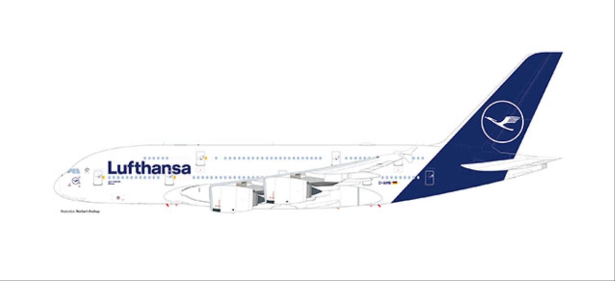 Herpa Wings Snapfit Lufthansa Airbus A380 D-AIMB Munchen (1:250) HA612319